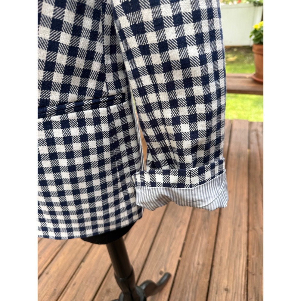 J.Crew Parke Blazer‎ Navy White Gingham Check Cotton Blend Jacket 10P NEW H2842 - Picture 7 of 14